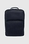 Bottega Veneta Blue leather backpack for men - woven leather, logo print. 100% genuine leather. front pocket. Closure: Zipper. Country of origin: Italy. Care: specialized cleaning - photo 1