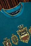 Dolce & Gabbana Cotton T-shirt blue for men - logo, picture print. 100% cotton. Country of manufacture: Italy. Care: specialized cleaning - photo 7