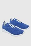 Kiton Blue textile sneakers for men - Decor: contrast sole, logo. Composition: 100% textile. Clasp: laces. Sole: height 2 cm. Country of manufacture: Italy. Care: specialized cleaning - photo 3