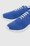 Kiton Blue textile sneakers for men - Decor: contrast sole, logo. Composition: 100% textile. Clasp: laces. Sole: height 2 cm. Country of manufacture: Italy. Care: specialized cleaning - photo 5