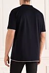 Blue cotton T-shirt for men Brunello Cucinelli - piping on the collar and sleeves. 100% cotton. Country of manufacture: Italy. Care: specialized cleaning - photo 4