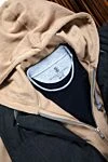 Brunello Cucinelli Blue cotton T-shirt for men - piping on the collar and sleeves. 100% cotton. Country of manufacture: Italy. Care: specialized cleaning - photo 7