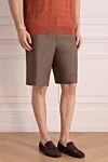 Cesare di Napoli Brown linen shorts for men - 100% linen. zipper, button, drawstring. two side pockets, two back pockets. Country of manufacture: Italy. Care: specialized cleaning - photo 3