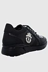 Black leather sneakers for men Billionaire - metal logo. 100% genuine leather. lacing. sole height 2cm. Country of manufacture: Italy. Care: specialized cleaning - photo 4