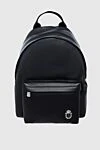 Billionaire Black leather backpack for men - logo. 100% genuine leather. front pocket. Closure: Zipper. Country of origin: Italy. Care: specialized cleaning - photo 1