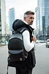 Black leather backpack for men Billionaire - logo. 100% genuine leather. front pocket. Closure: Zipper. Country of origin: Italy. Care: specialized cleaning - photo 6