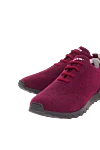 Kiton Кроссовки из вискозы бордовые мужские - контрастная подошва, логотип. 100% вискоза. шнурки. высота 2 см. Страна производитель: Италия. Уход: специализированная чистка - фото 5