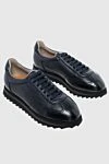 Doucal`s Black leather sneakers for men - 100% genuine leather. lacing. height 2 cm, large tread. Country of manufacture: Italy. Care: specialized cleaning - photo 3