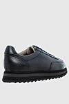 Black leather sneakers for men Doucal`s - 100% genuine leather. lacing. height 2 cm, large tread. Country of manufacture: Italy. Care: specialized cleaning - photo 4