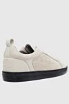 Beige leather and textile sneakers for men Doucal`s - contrast sole, logo. leather interior. 70% genuine leather, 30% textile. lacing. height 2 cm. Country of manufacture: Italy. Care: specialized cleaning - photo 4