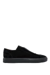 Doucal`s Black nubuck sneakers for men - logo. leather interior. 100% nubuck. lacing. height 2 cm. Country of manufacture: Italy. Care: specialized cleaning - photo 1