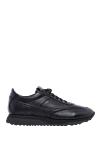 Santoni Black leather sneakers for men - logo. leather interior. 100% leather. lacing. height 2 cm. Country of manufacture: Italy. Care: specialized cleaning - photo 1