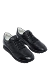 Santoni Black leather sneakers for men - logo. leather interior. 100% leather. lacing. height 2 cm. Country of manufacture: Italy. Care: specialized cleaning - photo 3