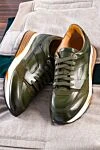 Santoni Green leather sneakers for men - logo. leather interior. 100% leather. lacing. height 2 cm. Country of manufacture: Italy. Care: specialized cleaning - photo 7