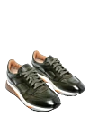 Santoni Green leather sneakers for men - logo. leather interior. 100% leather. lacing. height 2 cm. Country of manufacture: Italy. Care: specialized cleaning - photo 3