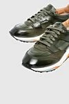 Santoni Green leather sneakers for men - logo. leather interior. 100% leather. lacing. height 2 cm. Country of manufacture: Italy. Care: specialized cleaning - photo 5