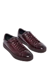 Santoni Burgundy leather sinkers for men - logo. leather interior. 100% genuine leather. lacing. height 2 cm. Country of manufacture: Italy. Care: specialized cleaning - photo 3