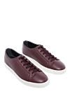 Santoni Burgundy leather sinkers for men - logo, contrast sole. leather interior. 100% genuine leather. lacing. height 2 cm. Country of manufacture: Italy. Care: specialized cleaning - photo 3