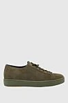 Santoni Green Nubuck Sinkers for men - logo. leather interior. 100% nubuck. lacing. height 2 cm. Country of manufacture: Italy. Care: specialized cleaning - photo 1