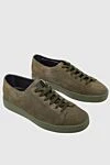 Santoni Green Nubuck Sinkers for men - logo. leather interior. 100% nubuck. lacing. height 2 cm. Country of manufacture: Italy. Care: specialized cleaning - photo 3