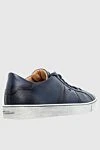 Blue Leather Sinkers for men Santoni - logo, contrast sole. leather interior. 100% genuine leather. lacing. height 2 cm. Country of manufacture: Italy. Care: specialized cleaning - photo 4