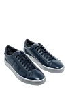 Santoni Blue Leather Sinkers for men - logo. leather interior. 100% genuine leather. lacing. height 2 cm. Country of manufacture: Italy. Care: specialized cleaning - photo 3