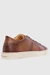 Brown leather sneakers for men Santoni - logo, contrast sole. leather interior. 100% genuine leather. lacing. height 2 cm. Country of manufacture: Italy. Care: specialized cleaning - photo 4