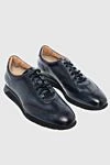 Santoni Blue Leather Sinkers for men - logo. leather interior. 100% genuine leather. lacing. height 2 cm. Country of manufacture: Italy. Care: specialized cleaning - photo 3