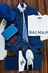 Balmain Футболка из хлопка белая мужская - принт логотипа. 100% хлопок. Страна производитель: Франция. Уход: специализированная чистка - фото 7