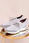 Loro Piana Gray textile sneakers for men - contrast sole. 80% textile, 20% genuine leather. laces. height 2 cm. Country of manufacture: Italy. Care: specialized cleaning - photo 7