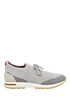 Loro Piana Gray textile sneakers for men - contrast sole. 80% textile, 20% genuine leather. laces. height 2 cm. Country of manufacture: Italy. Care: specialized cleaning - photo 1