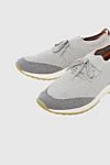 Loro Piana Gray textile sneakers for men - contrast sole. 80% textile, 20% genuine leather. laces. height 2 cm. Country of manufacture: Italy. Care: specialized cleaning - photo 5