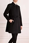 Valentino Women's black wool and cashmere coat - 90% wool, 10% cashmere. buttons, belt. two side pockets. Country of manufacture: Italy. Care: specialized cleaning - photo 3