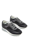 Santoni Women's sneakers with a ribbed sole in gray - contrasting sole, contrasting inserts. leather, textile. lacing. Country of origin: Italy. Care: specialized cleaning - photo 3