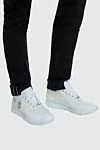 White leather sneakers for men Billionaire - logo print. 100% genuine leather. lacing. sole height 2cm. Country of origin: Italy. Care: specialized cleaning - photo 2