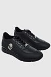 Billionaire Black leather sneakers for men - logo print. 100% genuine leather. lacing. sole height 2cm. Country of manufacture: Italy. Care: specialized cleaning - photo 3