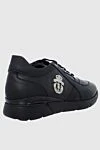 Black leather sneakers for men Billionaire - logo print. 100% genuine leather. lacing. sole height 2cm. Country of manufacture: Italy. Care: specialized cleaning - photo 4