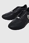 Billionaire Black leather sneakers for men - logo print. 100% genuine leather. lacing. sole height 2cm. Country of manufacture: Italy. Care: specialized cleaning - photo 5