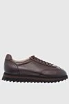 Doucal`s Brown leather sneakers for men - 100% genuine leather. lacing. height 2 cm, large tread. Country of origin: Italy. Care: specialized cleaning - photo 1