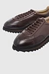 Doucal`s Brown leather sneakers for men - 100% genuine leather. lacing. height 2 cm, large tread. Country of origin: Italy. Care: specialized cleaning - photo 5