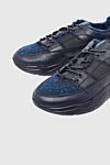 Doucal`s Sneakers in leather and wool blue for men - fur lining. 70% genuine leather, 30% wool. lacing. height 2 cm. Country of origin: Italy. Care: specialized cleaning - photo 5