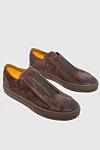 Doucal`s Brown suede sneakers for men - 100% natural suede. lacing. height 2 cm. Country of manufacture: Italy. Care: specialized cleaning - photo 3