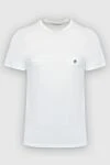 Stefano Ricci White cotton and modal T-shirt with a decorative horizontal insert - logo print. 50% cotton, 50% modal. Country of origin: Italy. Care: specialized cleaning - photo 1