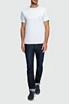 Stefano Ricci White cotton and modal T-shirt with a decorative horizontal insert - logo print. 50% cotton, 50% modal. Country of origin: Italy. Care: specialized cleaning - photo 3