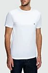 White cotton and modal T-shirt with a decorative horizontal insert Stefano Ricci - logo print. 50% cotton, 50% modal. Country of origin: Italy. Care: specialized cleaning - photo 4