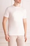 Stefano Ricci White cotton and modal T-shirt with a raised medallion on the chest - logo print. 50% cotton, 50% modal. Country of origin: Italy. Care: specialized cleaning - photo 3