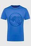 Stefano Ricci Мужская футболка с объемной вышивкой головы тигра голубого цвета - принт логотипа. 100% хлопок. Страна производитель: Италия. Уход: специализированная чистка - фото 1