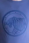 Stefano Ricci Мужская футболка с объемной вышивкой головы тигра голубого цвета - принт логотипа. 100% хлопок. Страна производитель: Италия. Уход: специализированная чистка - фото 5