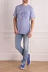 T-shirt made of cotton and modal purple for men Stefano Ricci - logo print. 50% cotton, 50% modal. Country of origin: Italy. Care: specialized cleaning - photo 2