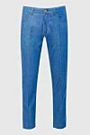 Stefano Ricci Straight-leg jeans in light blue denim with a signature leather patch - worn effect. 55% lyocell, 43% cotton, 2% elastane. Closure: button, zipper. Three side pockets, two back pockets. Country of origin: Italy. Care: specialized cleaning - photo 1